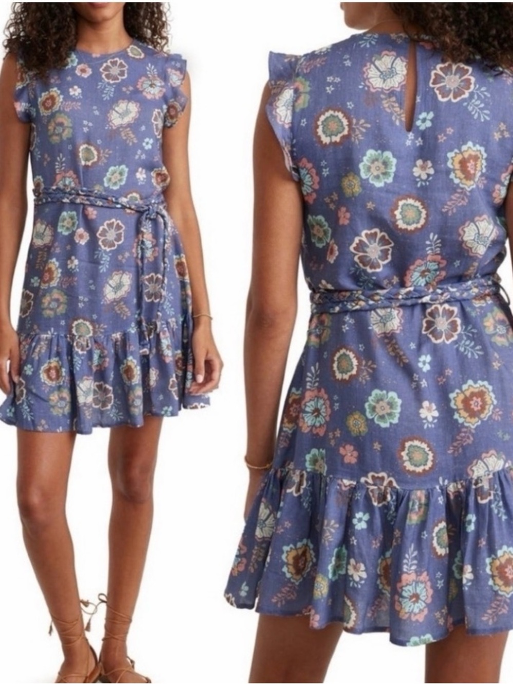 Marine Layer Laney Mini Dress Marlin Hibiscus Floral Size Small NWOT